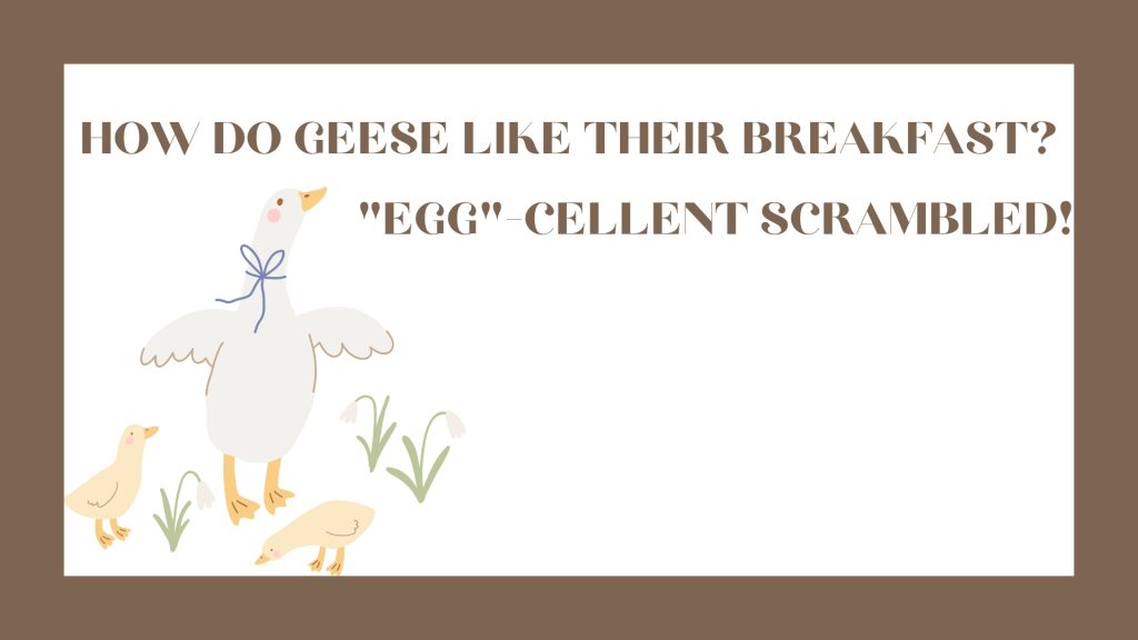 How do geese like their breakfast?
"Egg"-cellent scrambled!