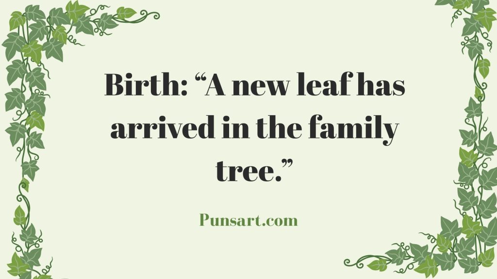 Birth: “A new leaf has arrived in the family tree.”