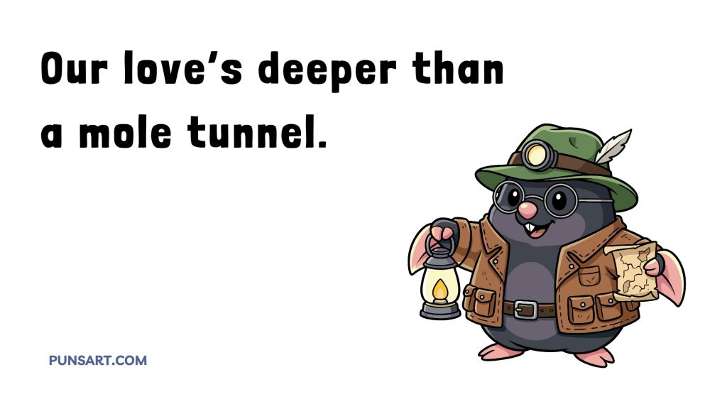 Our love’s deeper than
a mole tunnel.