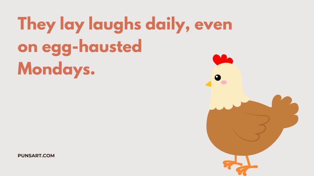 They lay laughs daily, even
on egg-hausted
Mondays.